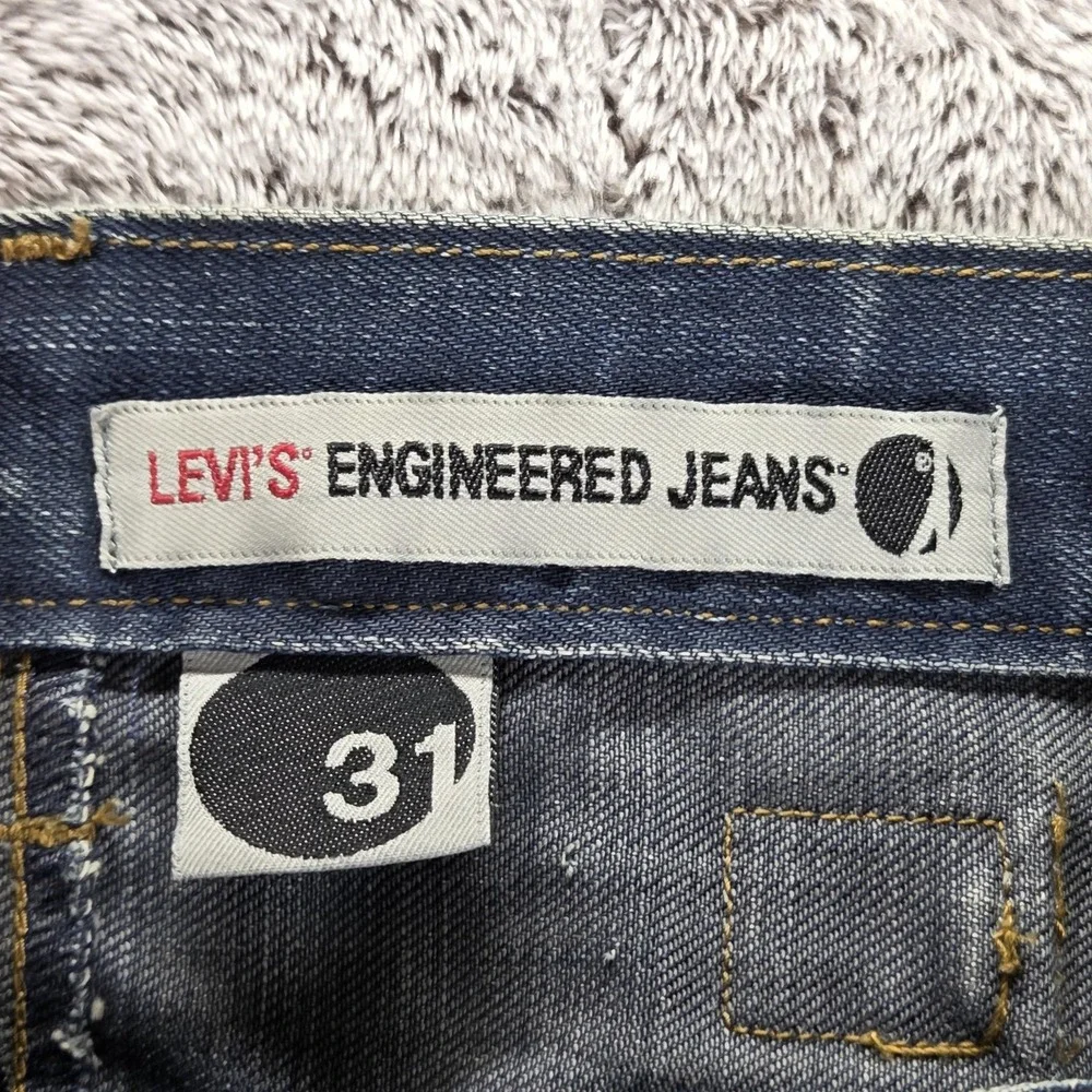 VTG Levis Engineered Jeans Mens Blue Twisted Buckle Back Dark Wash Fits 32x30
